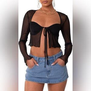 Edikted Mesh Long Sleeve Bra Top